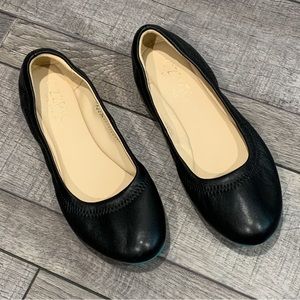 CZZPTC Life Style Black Leather Foldable Flats 7M